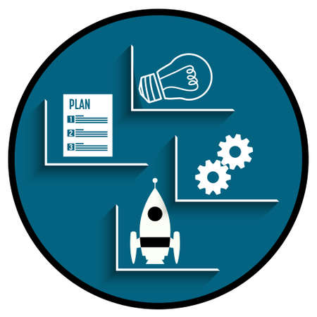 Circle infographic concept with topic of idea and startup. Vector concept for  printed materials, website, promotional materials.のイラスト素材