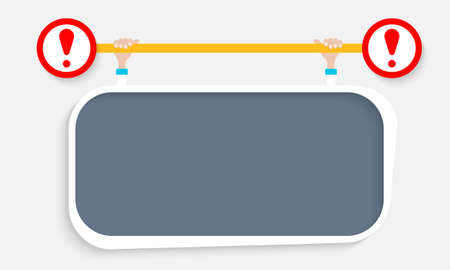 White text frame for your text and two exclamation marks. Vector concept for  printed materials, website, promotional materials.のイラスト素材