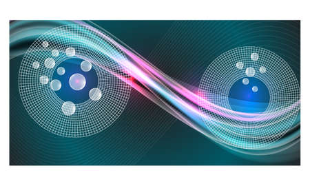 Blue abstract background with abstract objects. Vector concept illustration for printed materials, website, promotional materials.のイラスト素材