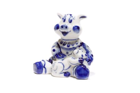 series: isolated on white: toy - ceramics young pigの写真素材