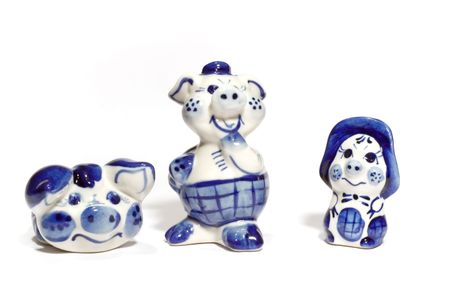 series: isolated on white: toy - ceramics young pigの写真素材