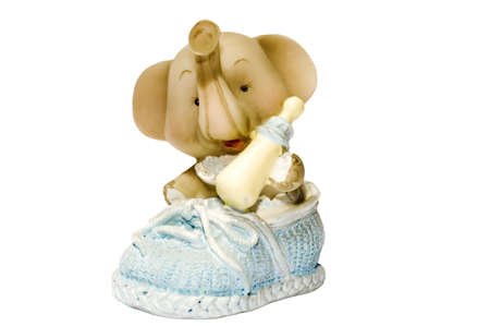 series object on white: isolated - ceramic toy elephant calfの写真素材