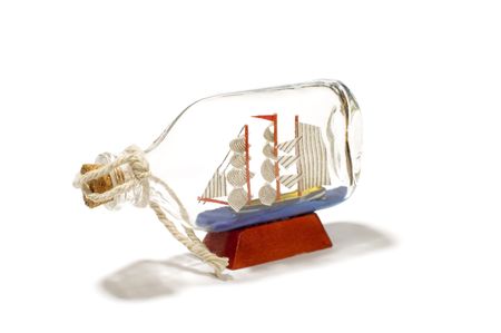 series object on white: isolated -ship in bottleの写真素材