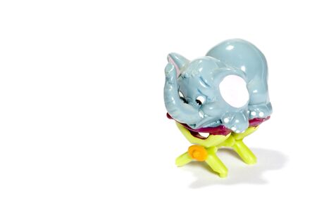 series object on white: isolated -toy -Blue elephantの写真素材