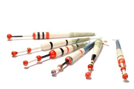 series object on white: isolated fishing floatの写真素材