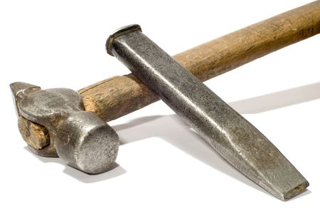 series object on white tool cold chisel