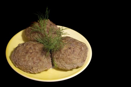 series object on black food - meat rissolesの写真素材
