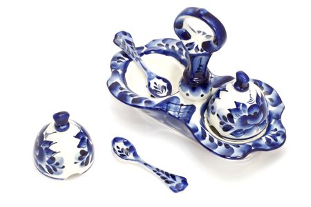 series object on white - kitchen utensil - pepper and salt boxの写真素材