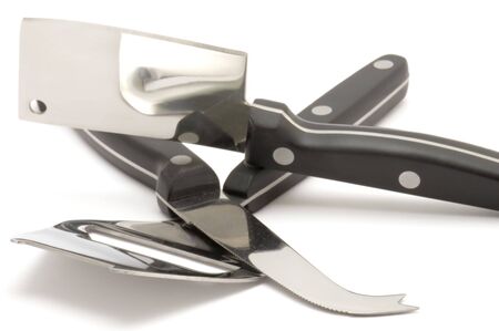 object on white - kitchen utensil - kitchen knife for cheeseの写真素材