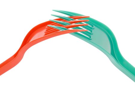 object on white - kitchen utensil - plastic fork 