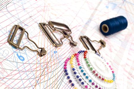 object on white - sewing tool patternの写真素材