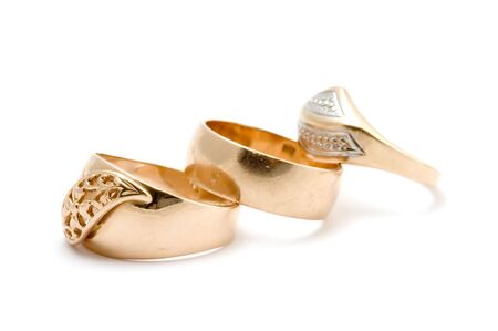 object on white - Three Golden ringの写真素材