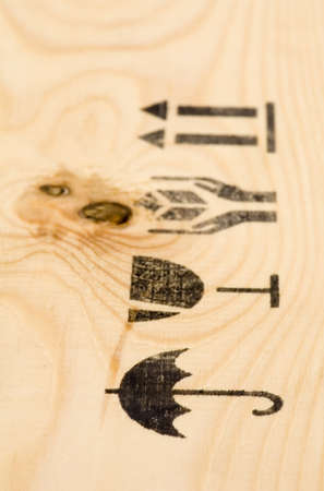 wooden crate with Shipping symbolsの写真素材