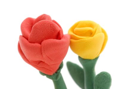 object on white - plasticine roseの写真素材