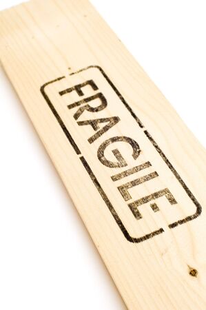 wooden crate with fragile contentの写真素材