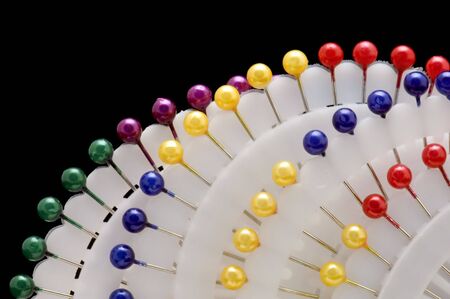 object on black sewing tool Set of pinの写真素材