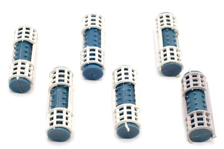object on white - colored haircurlersの写真素材