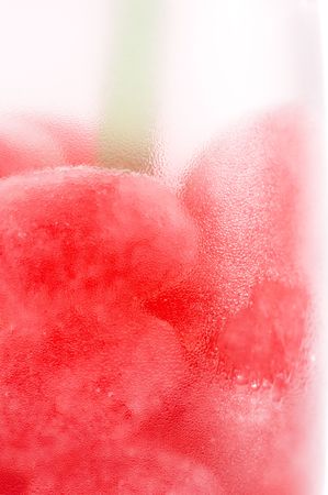 object on white - red cocktail with Ice cubesの写真素材