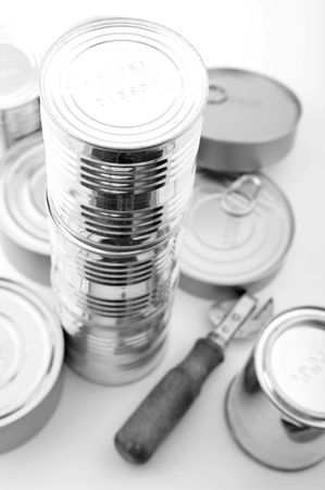 object on white - Tin with canned food