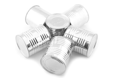 object on white - Tin with canned food
