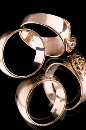 object on black - Gold ring macro on black