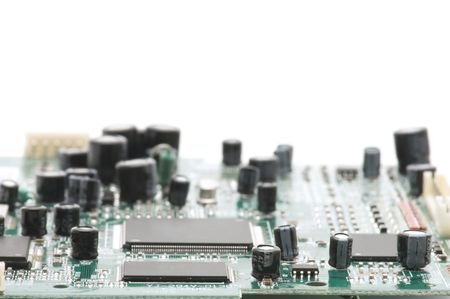 object on white - printed wiring closeup