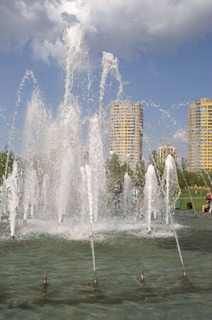 new block of flats in the parkの写真素材