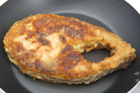 object on white - food fried fish steakの写真素材