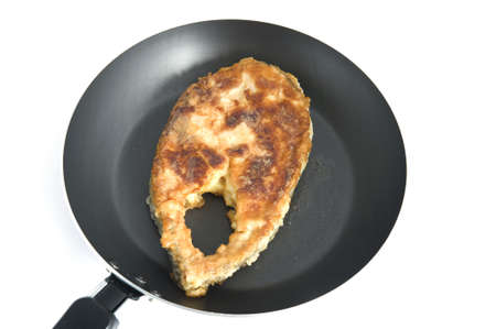 object on white - food fried fish steakの写真素材
