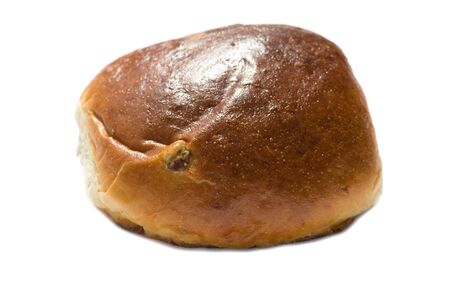 object on white - food bun with sultanaの写真素材