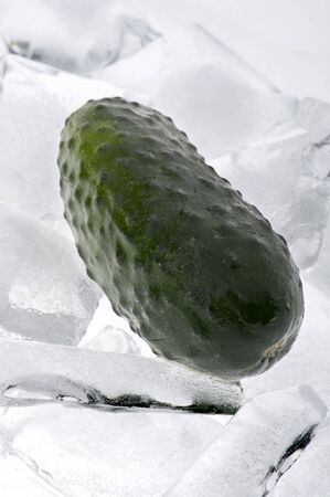 object on white - food cucumber in the iceの写真素材