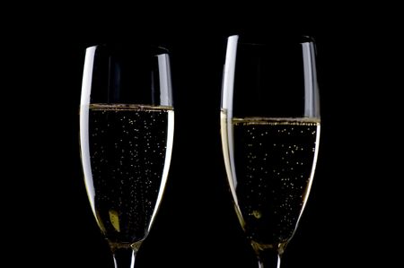 object on black - champagne glasses close upの写真素材