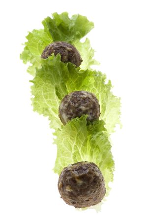 object on white - Fried cutlets with saladの写真素材