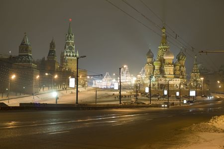 Russian Moscow Kremlin bridge and Kremlin squareの写真素材