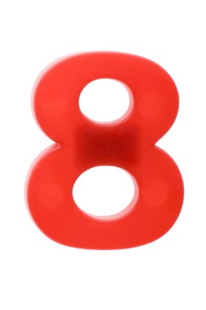 object on blue - toy plastic number eightの写真素材
