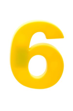 object on blue - toy plastic number sixの写真素材