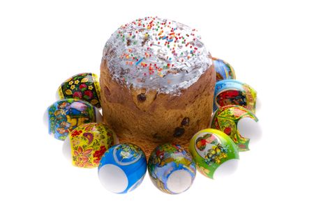 object on white - food Easter cake and eggs