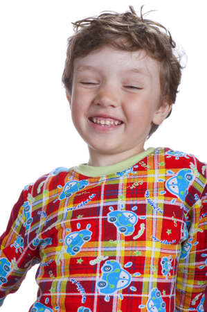 happines boy isolated on white backgroundの写真素材