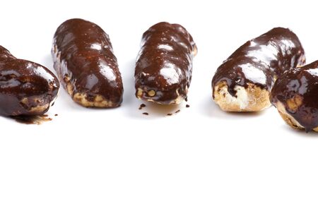 object on white - food eclair close upの写真素材