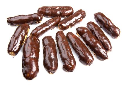 object on white - food eclair close up