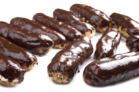object on white - food eclair close up