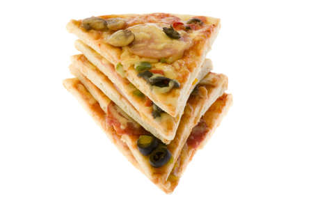 object on white - food pizza close upの写真素材