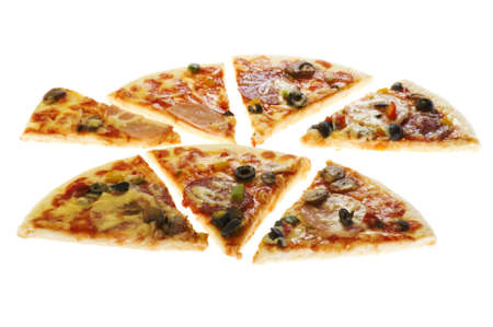 object on white - food pizza close upの写真素材