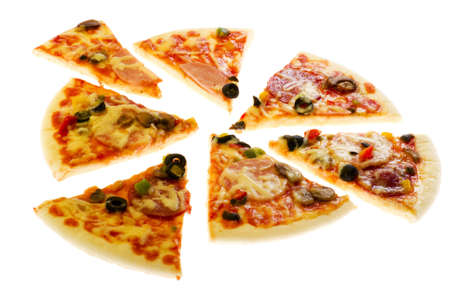 object on white - food pizza close upの写真素材