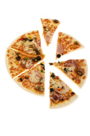 object on white - food pizza close upの写真素材