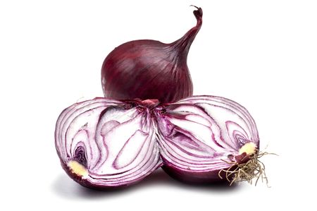 object on white - food Red onion close upの写真素材