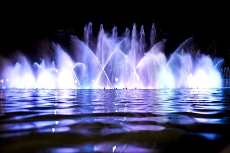 spain salou city fountain in the night