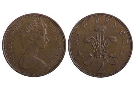 object on white - coins of English close upの写真素材