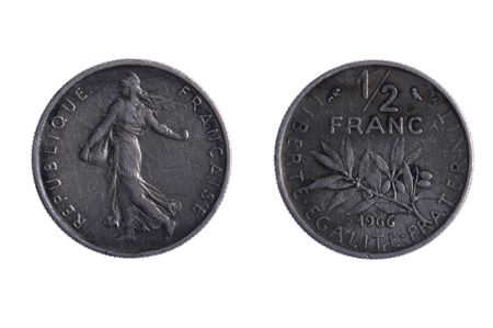 object on white - Franc coins close upの写真素材