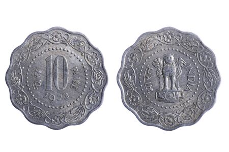 object on white - India coins close up